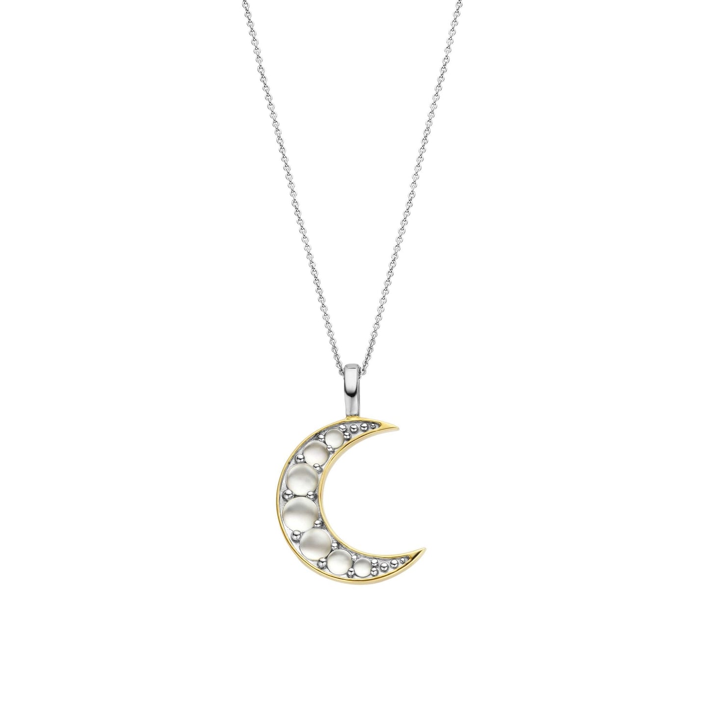 Ladies Sterling Silver Mother Of Pearl Moon Pendant 6824MW