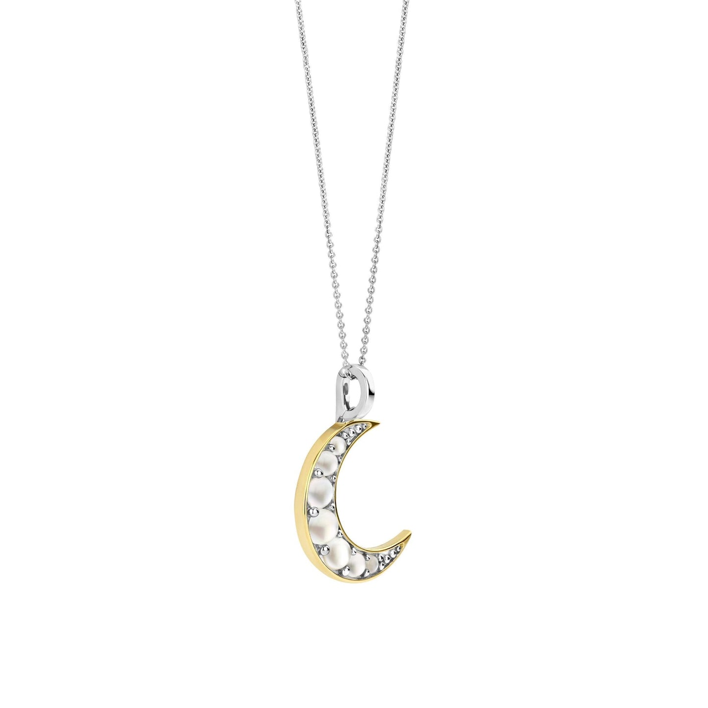 Ladies Sterling Silver Mother Of Pearl Moon Pendant 6824MW