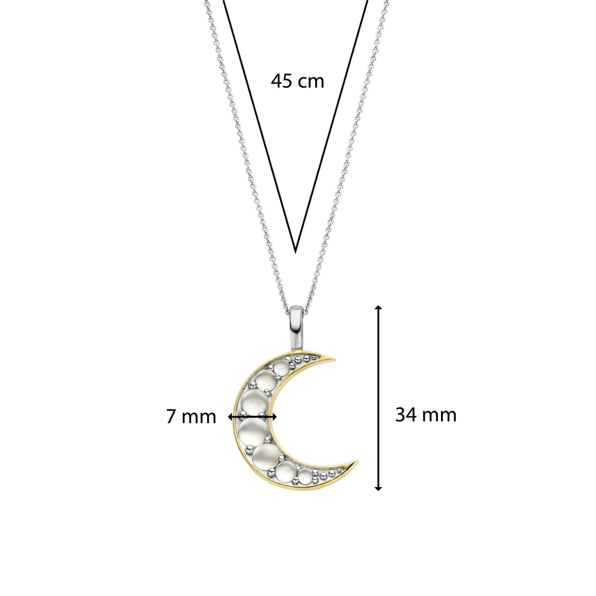 Ladies Sterling Silver Mother Of Pearl Moon Pendant 6824MW