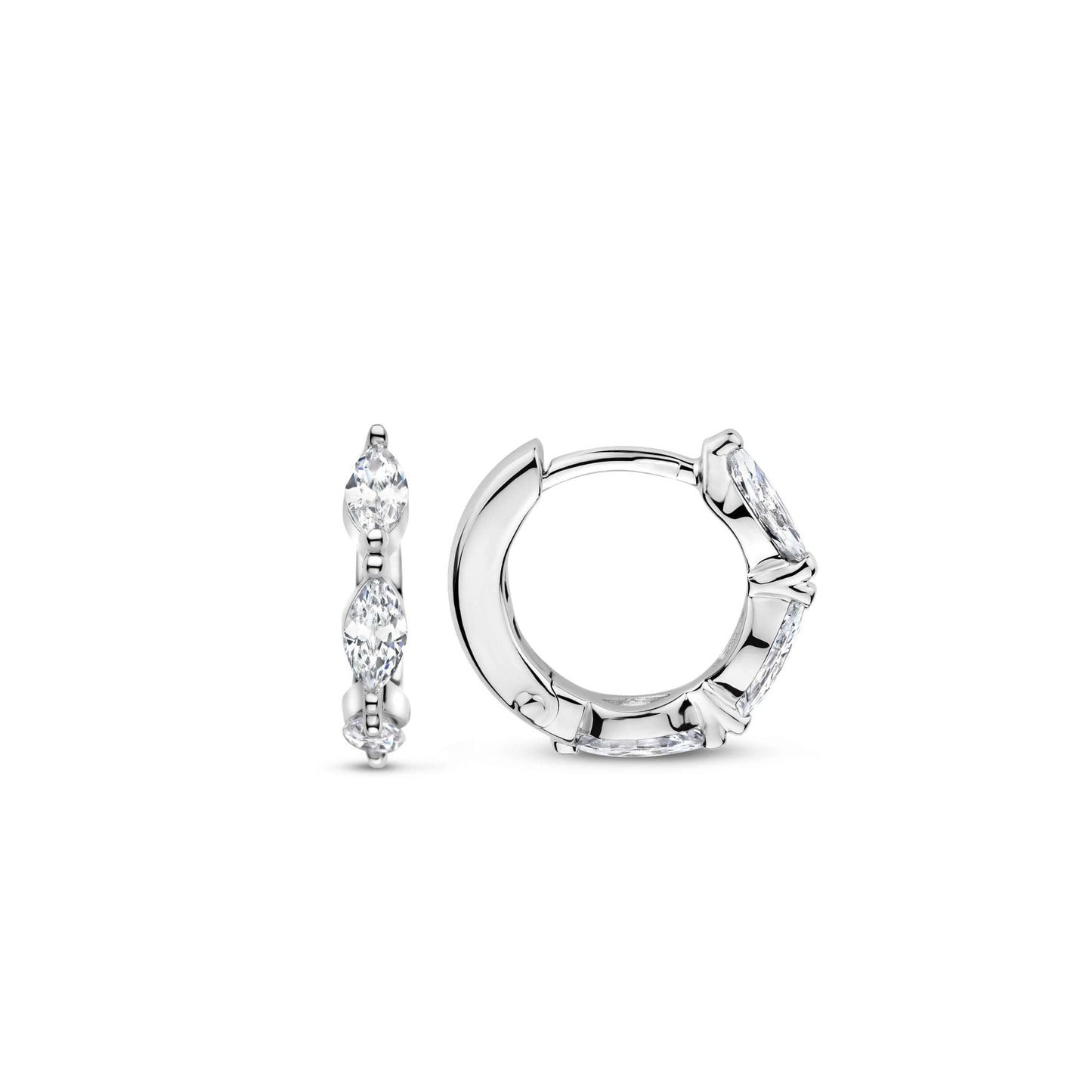 Ladies Sterling Silver Cubic Zirconia Hoop Earrings 7927ZI