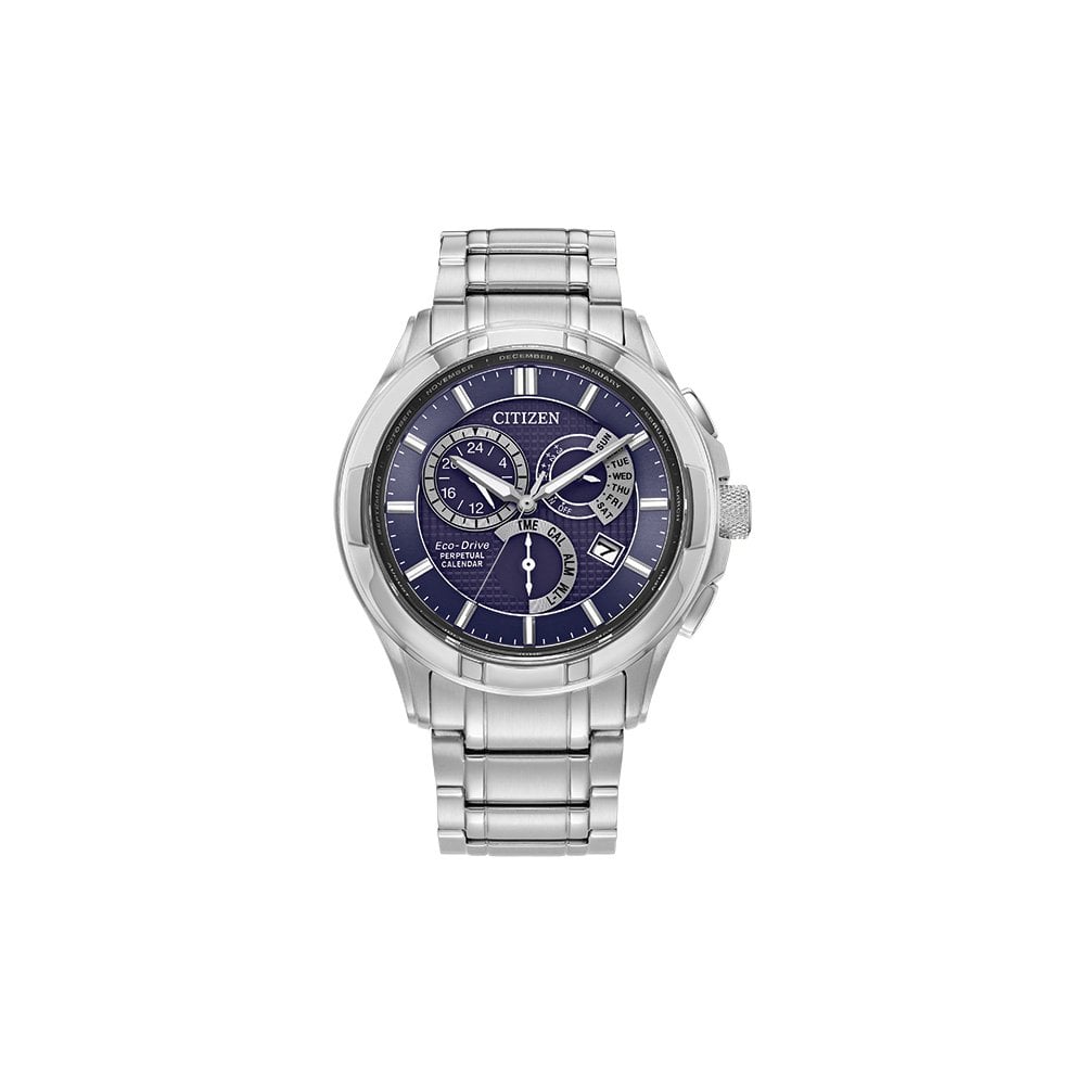 Gents Steel Eco-Drive Perpetual Calendar Watch, Alarm BL8160-58L