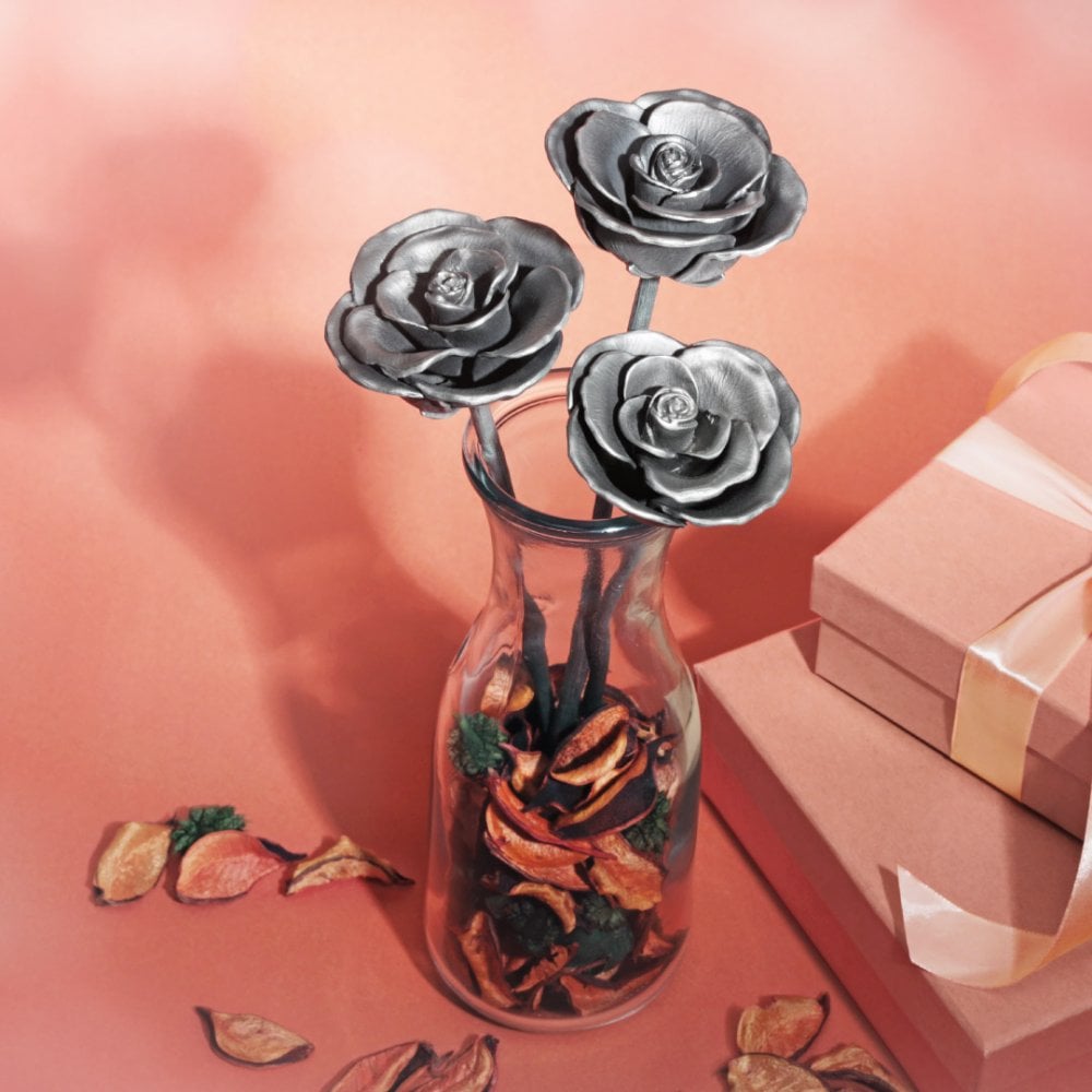Rosa Blossom Pewter Flower Height 23.5cm 017002