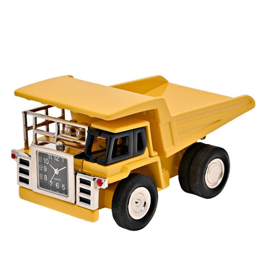 Yellow Miniature Novelty Quartz Battery Dump Truck Clock 9882