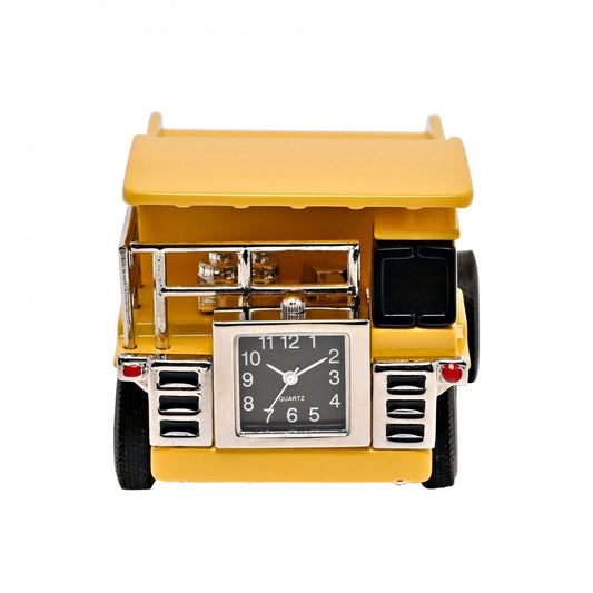 Yellow Miniature Novelty Quartz Battery Dump Truck Clock 9882