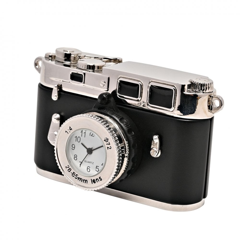 Novelty Miniature Quartz Battery Black Camera Clock 9883