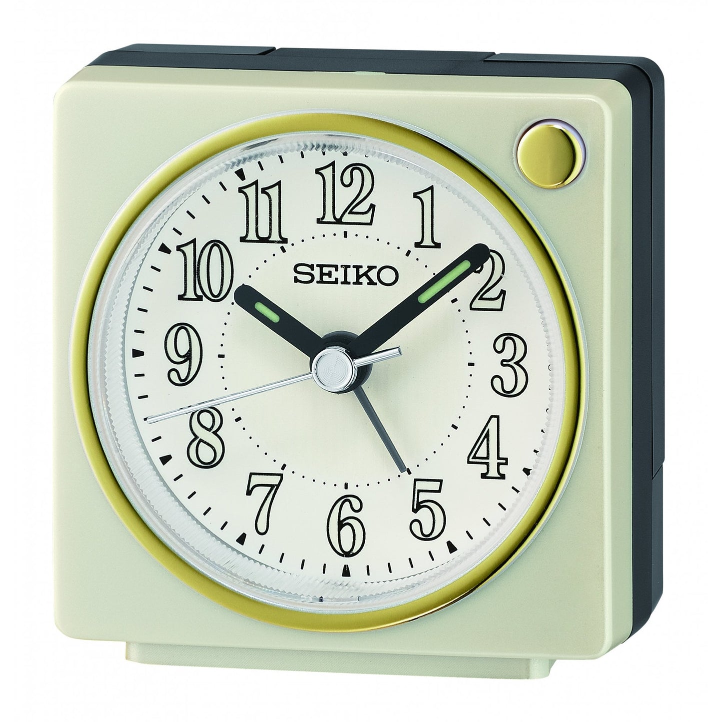 White and Gold Tone Beep Alarm Clock, Silent Seconds QHE197W