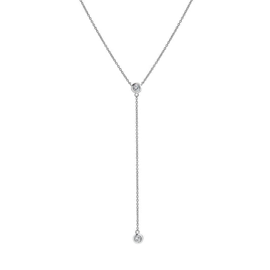 Sterling Silver Ladies Diamond Necklace Tender Waterfall DN176
