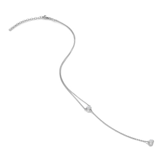 Sterling Silver Ladies Diamond Necklace Tender Waterfall DN176