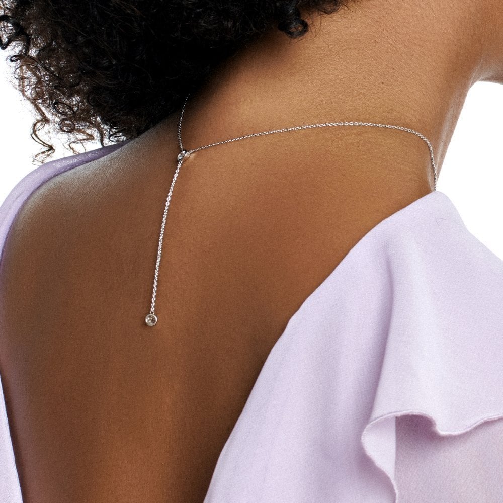 Sterling Silver Ladies Diamond Necklace Tender Waterfall DN176