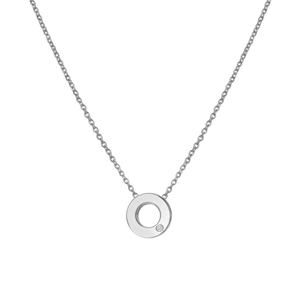Sterling Silver Ladies Amulets Circle Diamond Pendant DP892