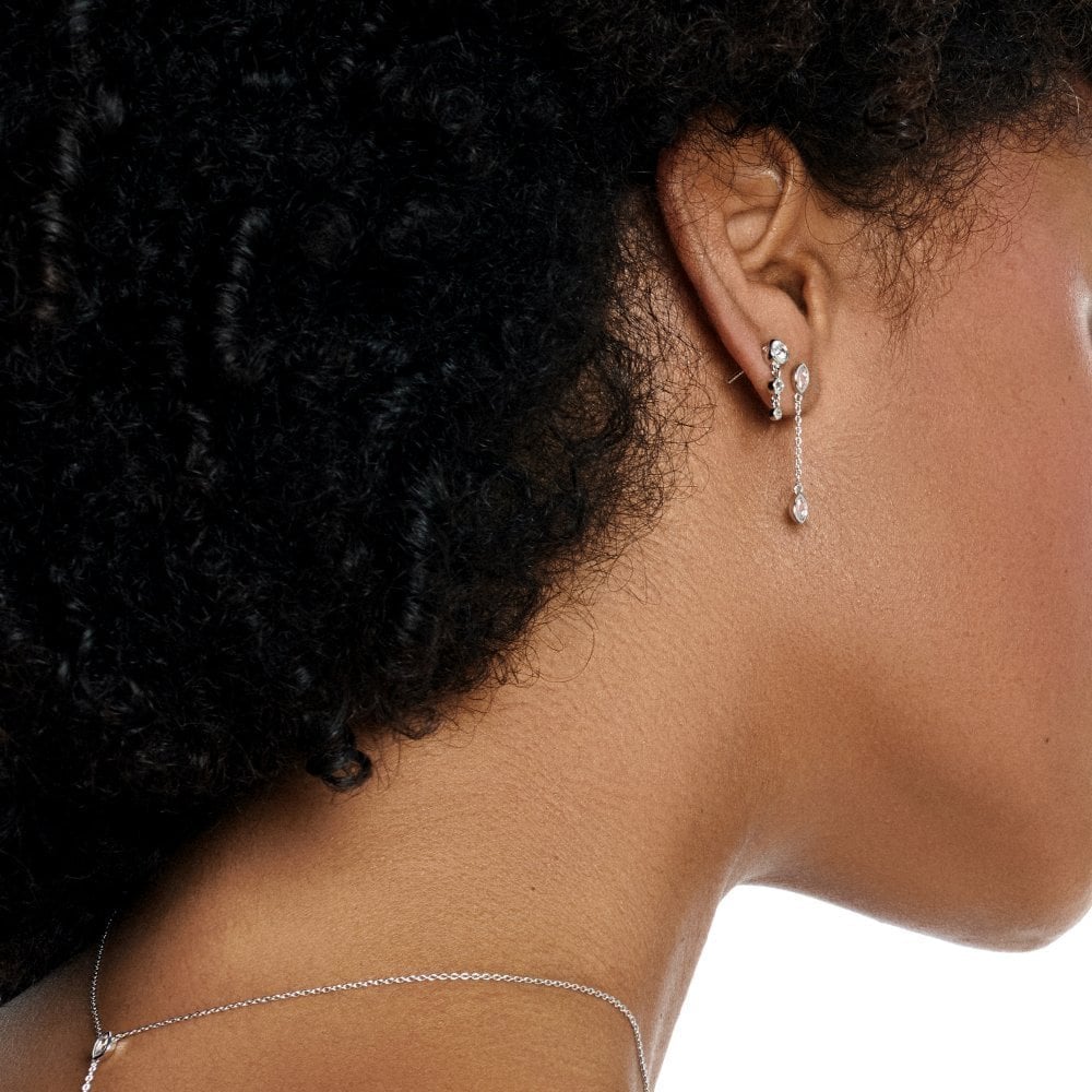 Sterling Silver Tender Waterfall Marquise Drop Earrings DE751