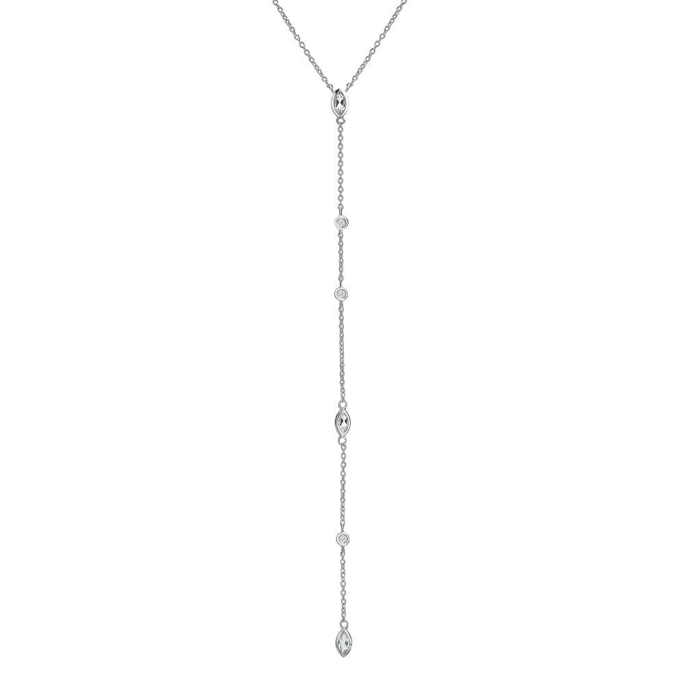 Sterling Silver Ladies Tender Waterfall Marquise Necklace DN178