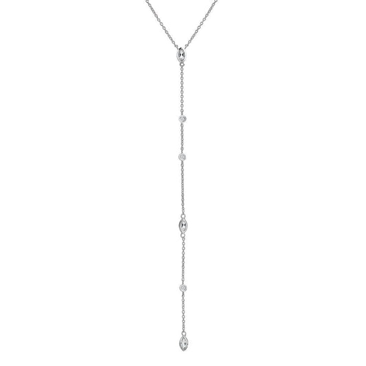 Sterling Silver Ladies Tender Waterfall Marquise Necklace DN178