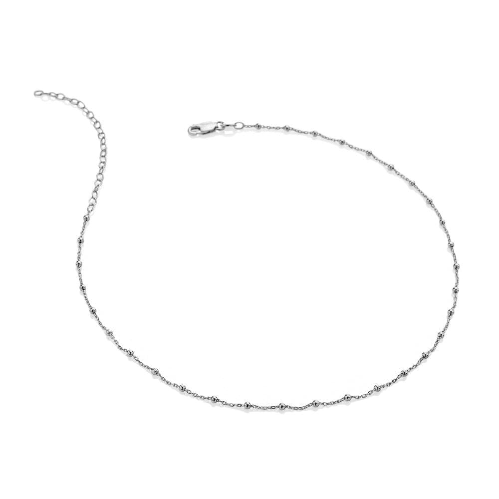 Sterling Silver Intermittent Bead Cable Chain Choker CH123