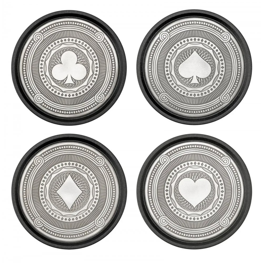 Set Of 4 Pewter Coaster Set 'Ace' 0137001