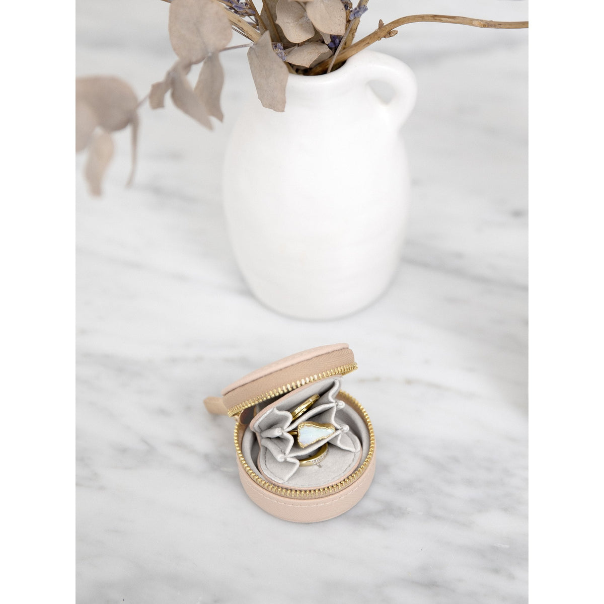Ladies Faux Leather Travel Jewellery Blush Oyster Box76203