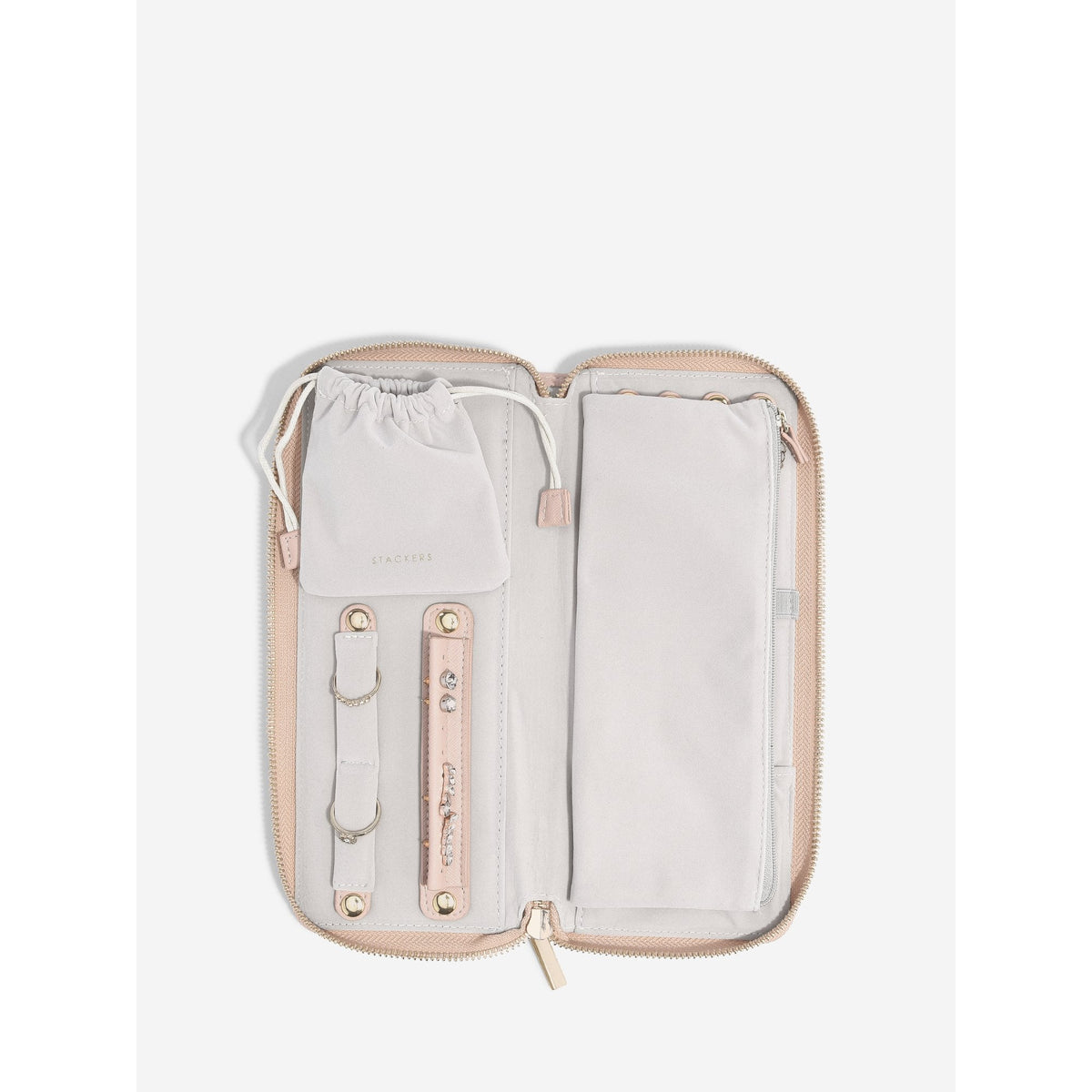 Ladies Faux Leather Blush Jewellery Roll 75758