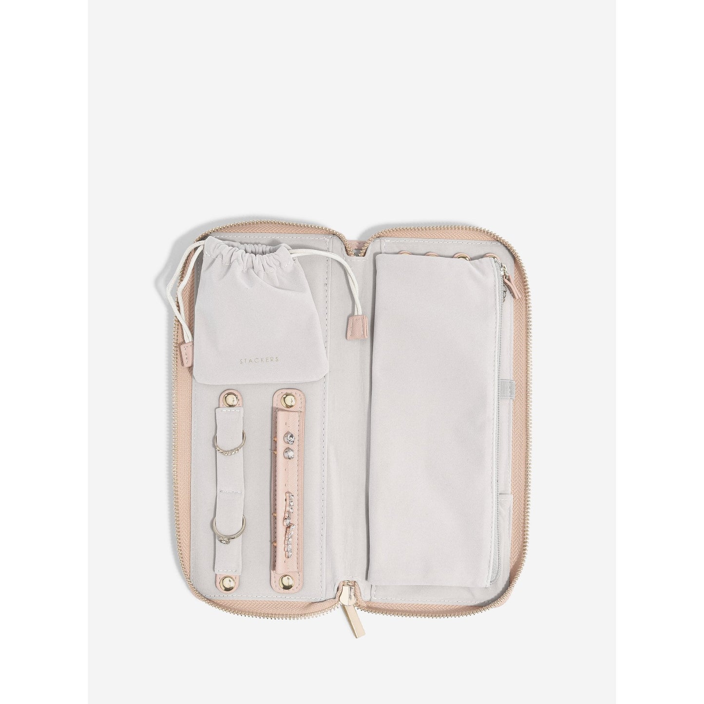 Ladies Faux Leather Blush Jewellery Roll 75758