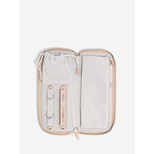 Ladies Faux Leather Blush Jewellery Roll 75758