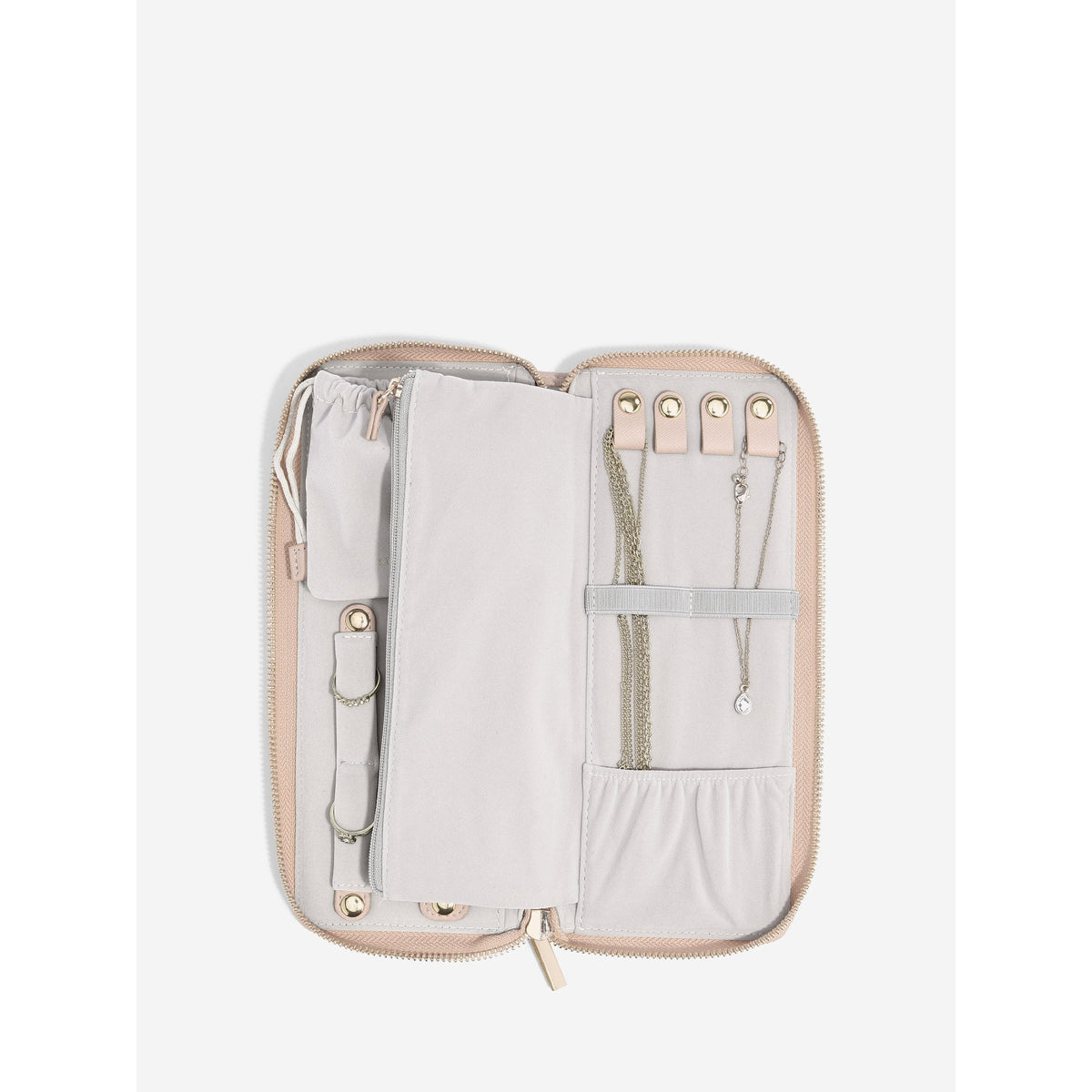 Ladies Faux Leather Blush Jewellery Roll 75758