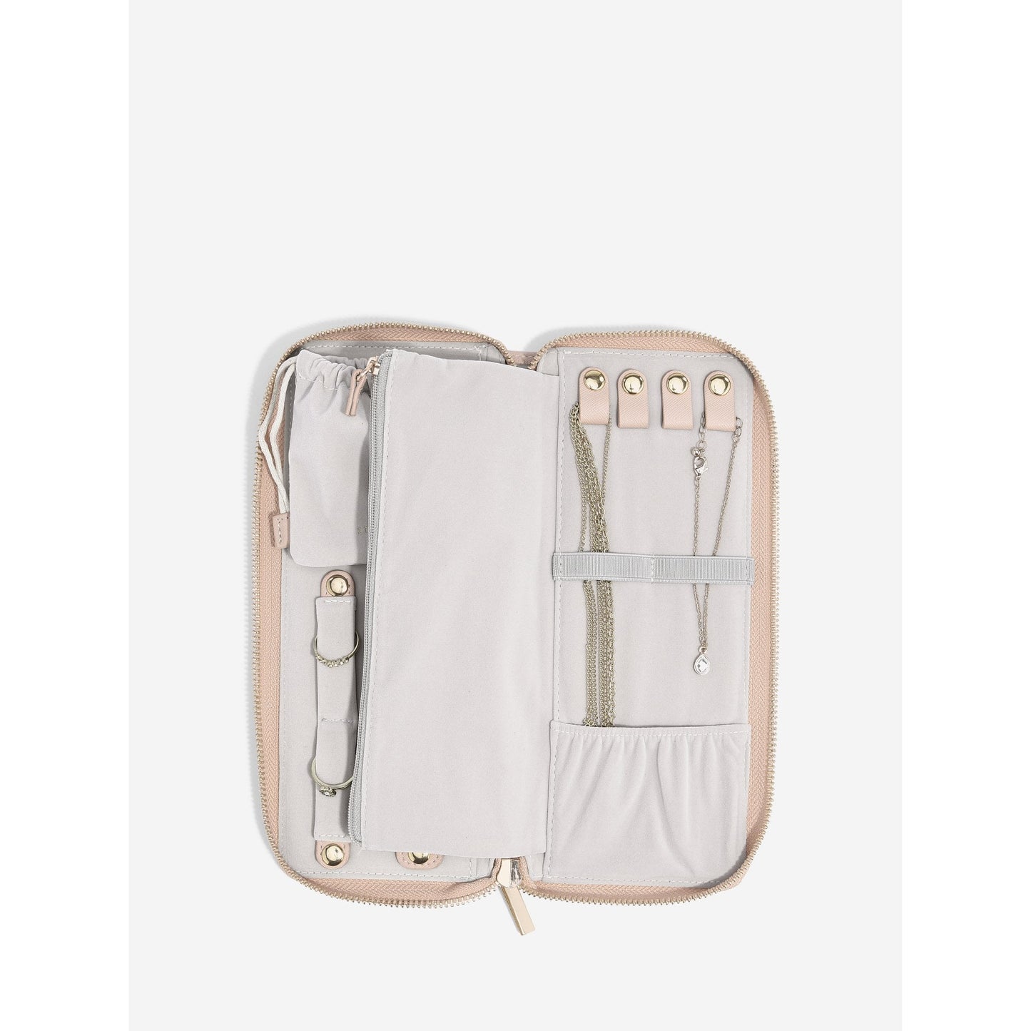 Ladies Faux Leather Blush Jewellery Roll 75758