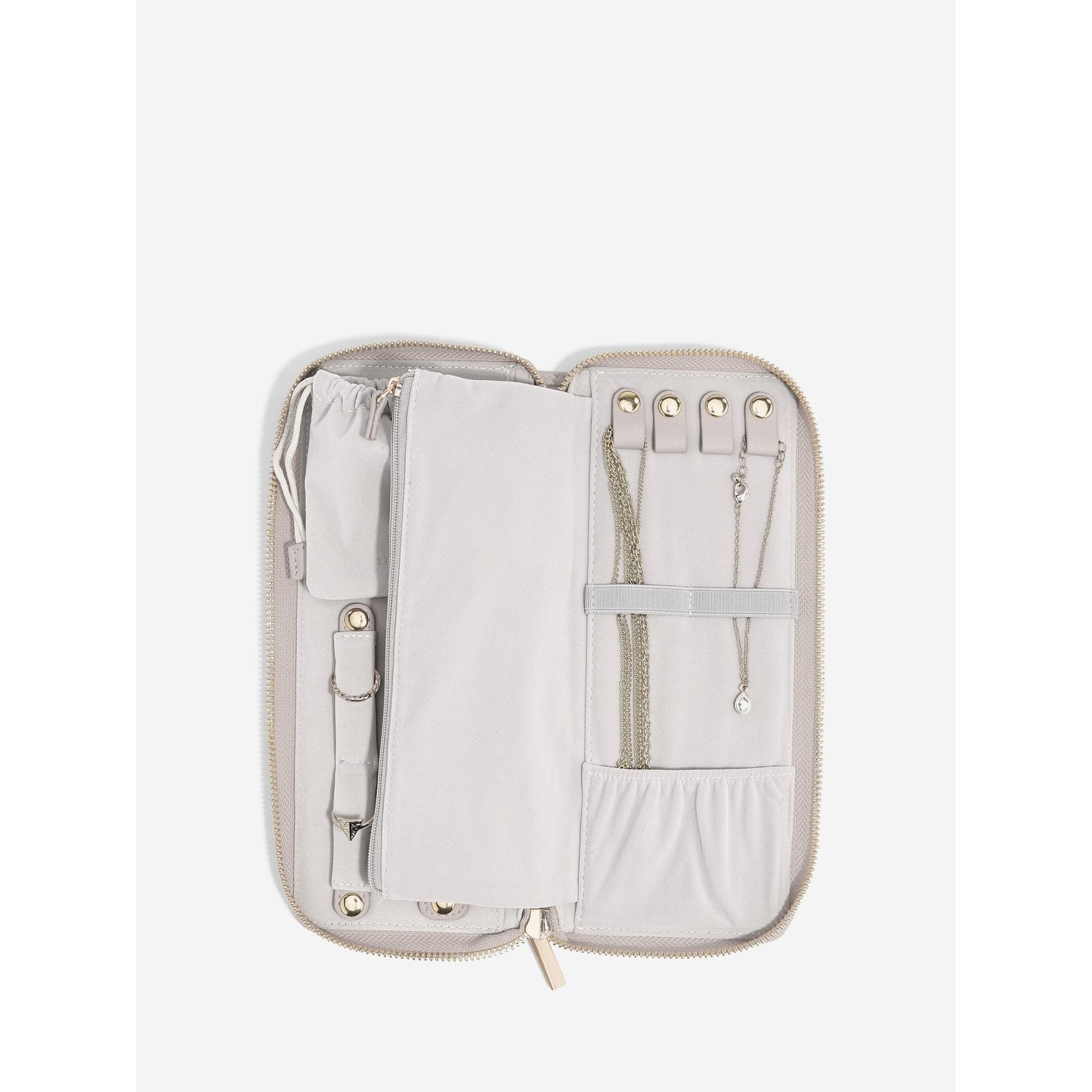 Ladies Taupe Faux Leather Jewellery Roll 75775