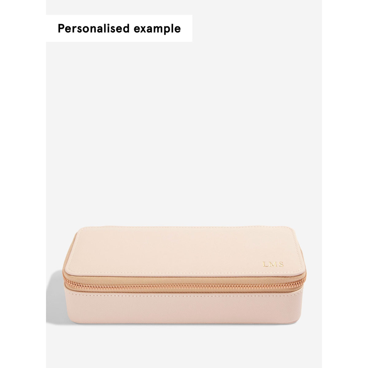 Ladies Blush Faux Leather Zipped Jewellery Box 75346