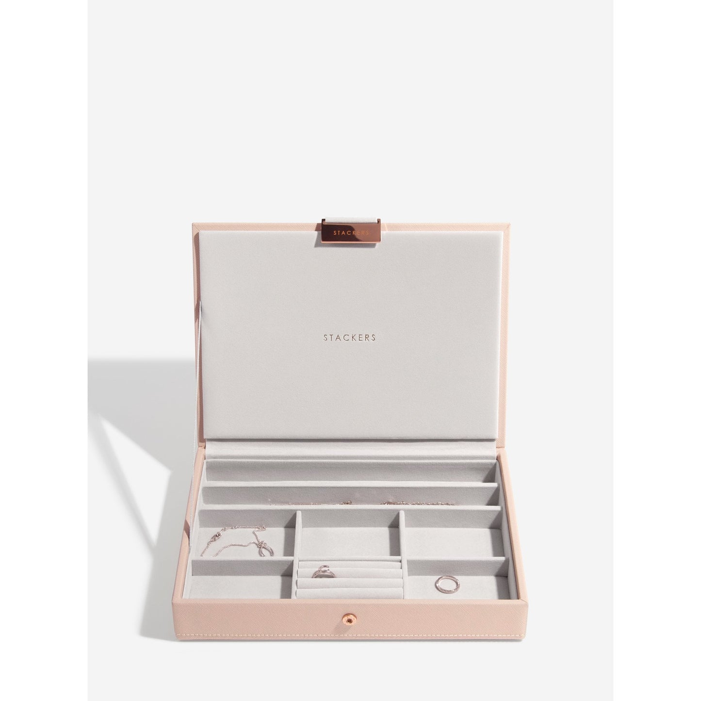 Ladies Blush Faux Leather Classic Jewellery Box Lid 73760
