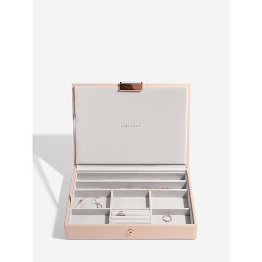 Ladies Blush Faux Leather Classic Jewellery Box Lid 73760