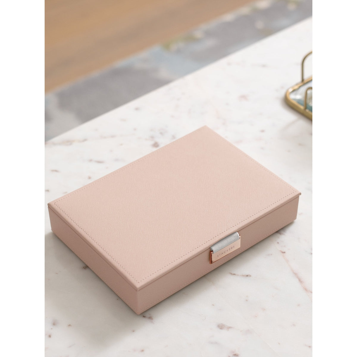 Ladies Blush Faux Leather Classic Jewellery Box Lid 73760