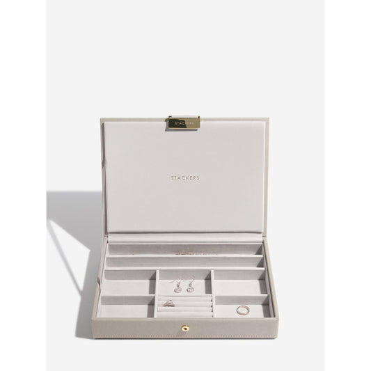 Ladies Faux Leather & Velvet Classic Jewellery Box Lid 73750