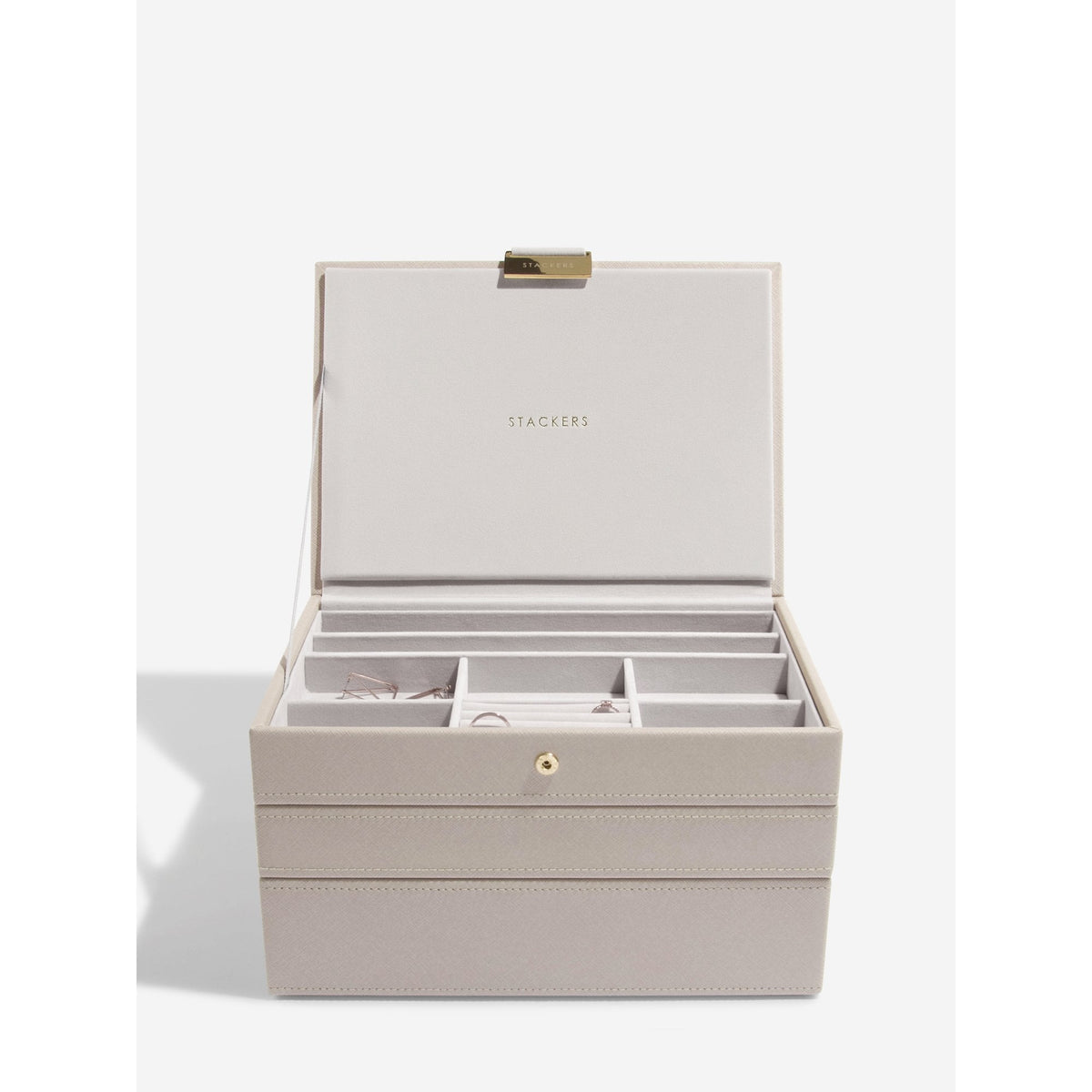 Ladies Taupe Faux Leather Set of 3 Classic Jewellery Box 73774