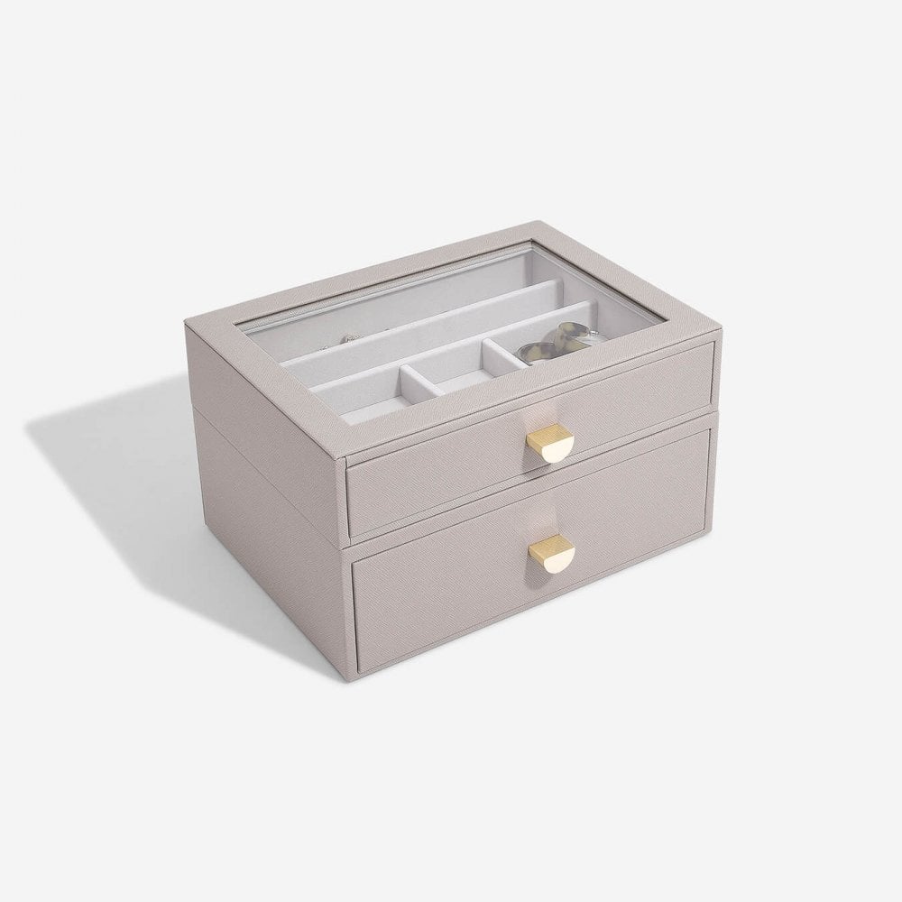 Ladies Taupe Faux Leather Classic Display Jewellery Box 76057