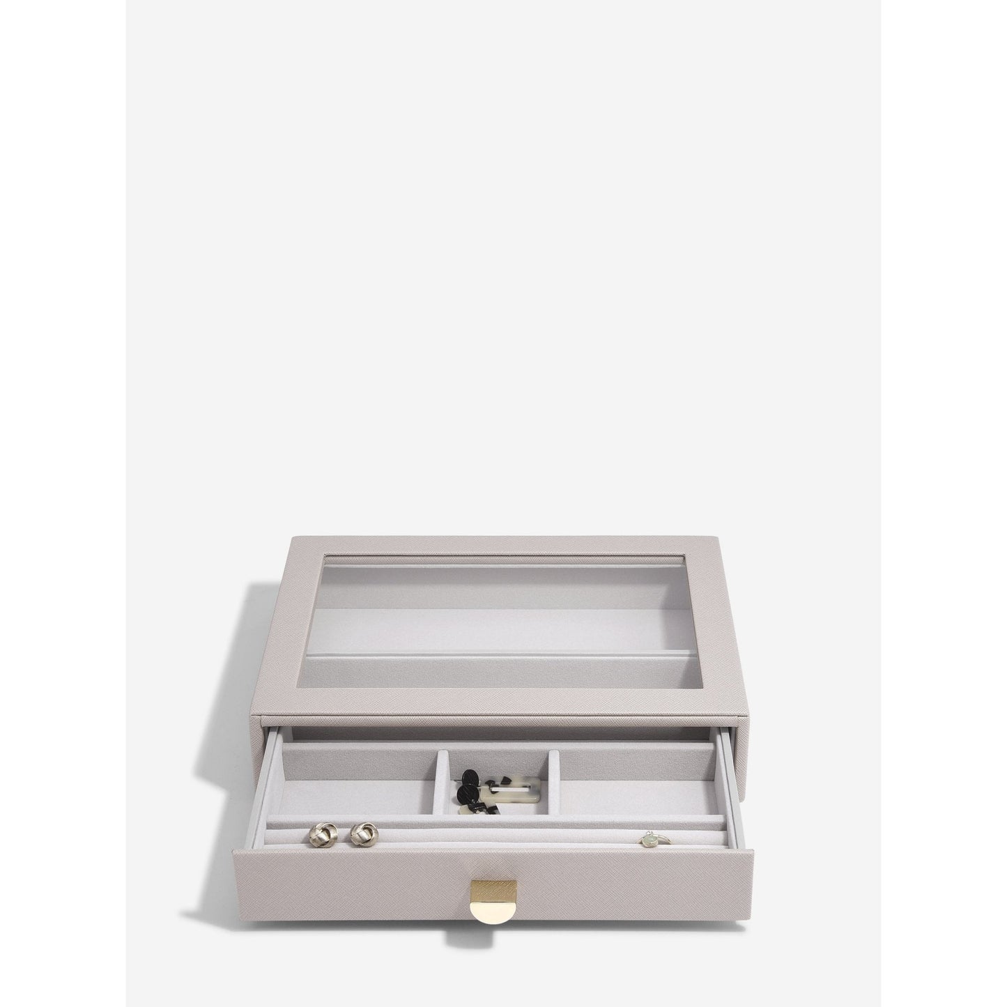 Ladies Taupe Faux Leather Classic Display Jewellery Box 76057