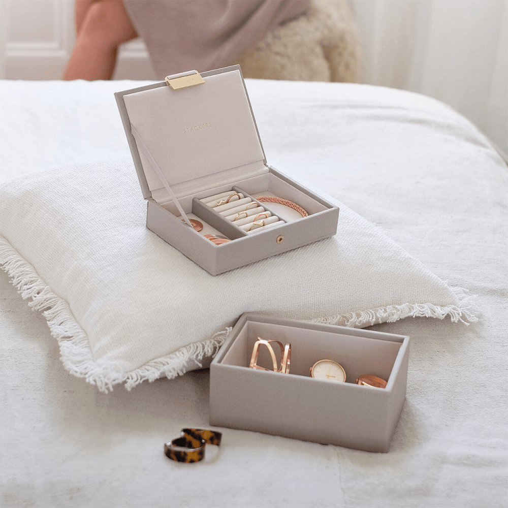 Ladies Taupe Faux Leather Mini Jewellery Box 73895
