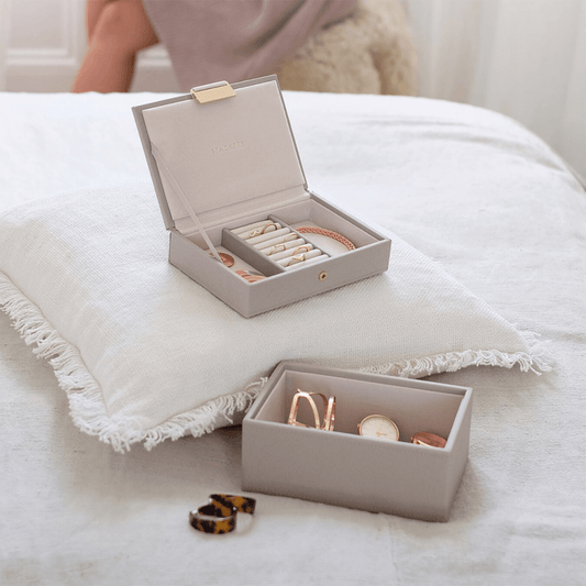 Ladies Taupe Faux Leather Mini Jewellery Box 73895
