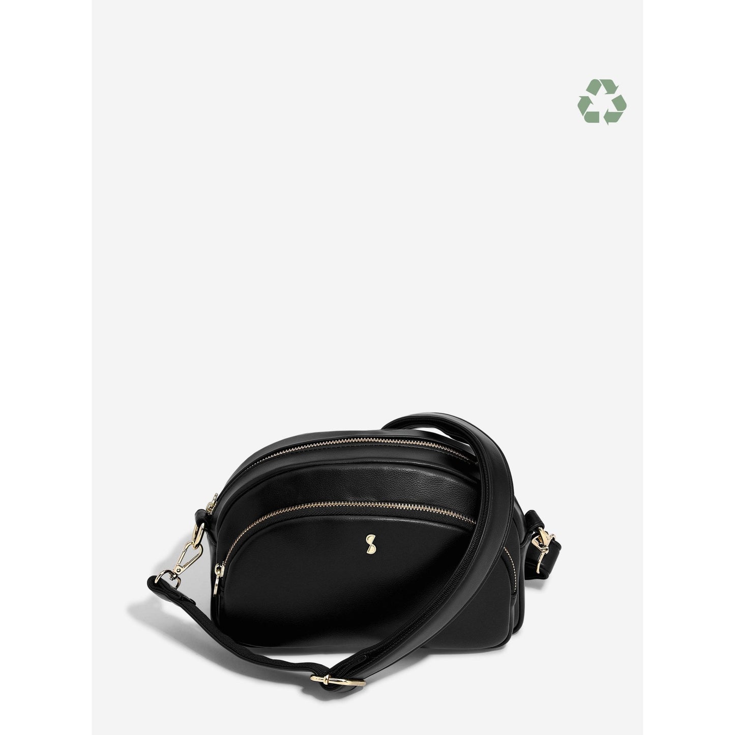 Ladies Black Crossbody Bag with Shoulder Strap 76210