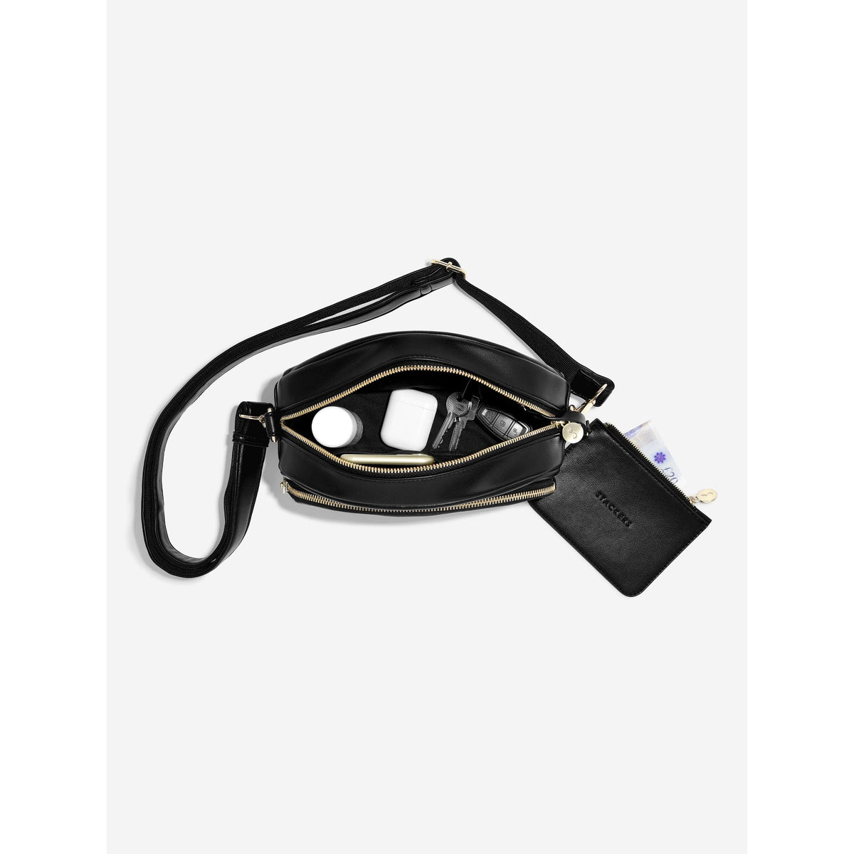 Ladies Black Crossbody Bag with Shoulder Strap 76210