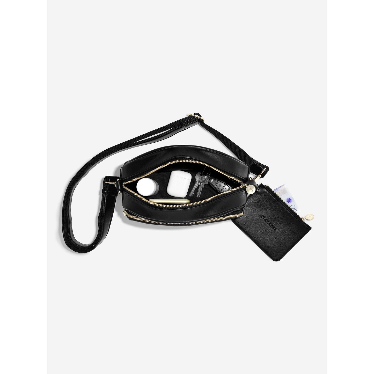 Ladies Black Crossbody Bag with Shoulder Strap 76210