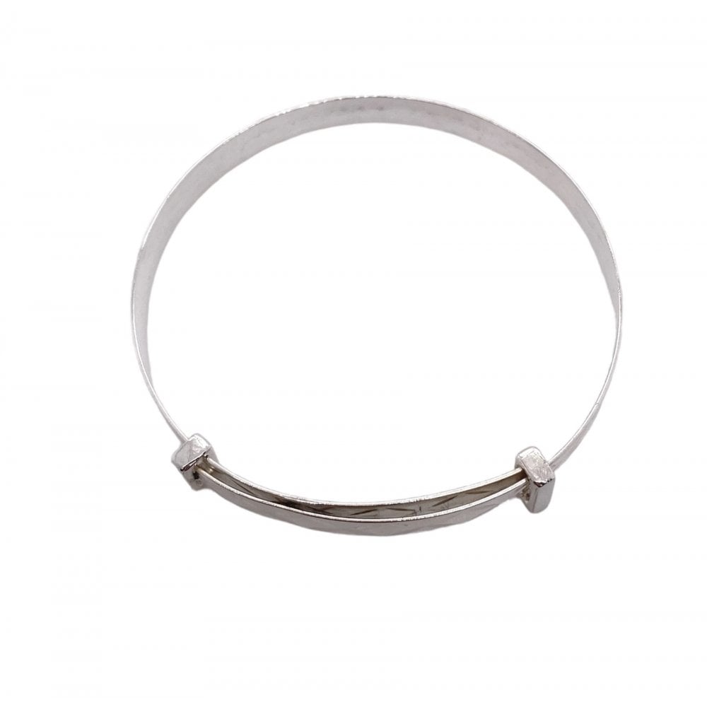 Sterling Silver Expandable Baby Bangle Diamond Cut SCE4I