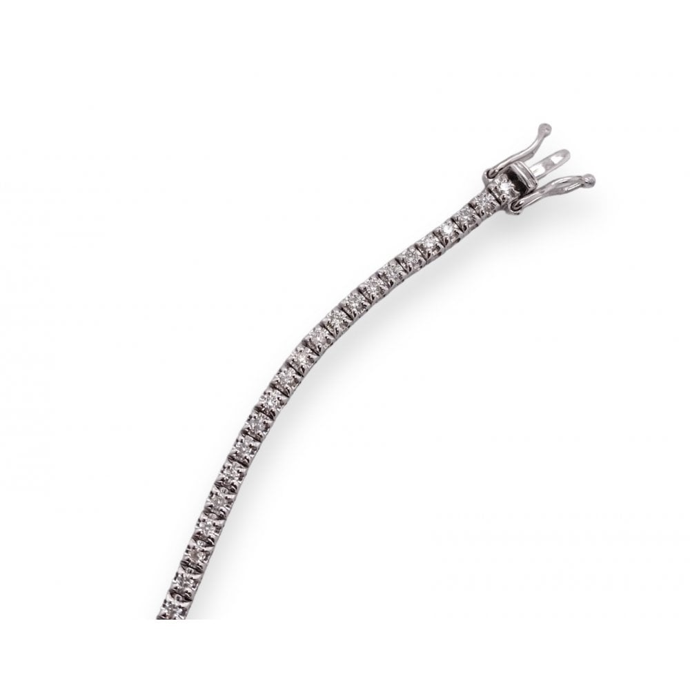 9ct White Gold Ladies Diamond Line Tennis Bracelet 1.03ct