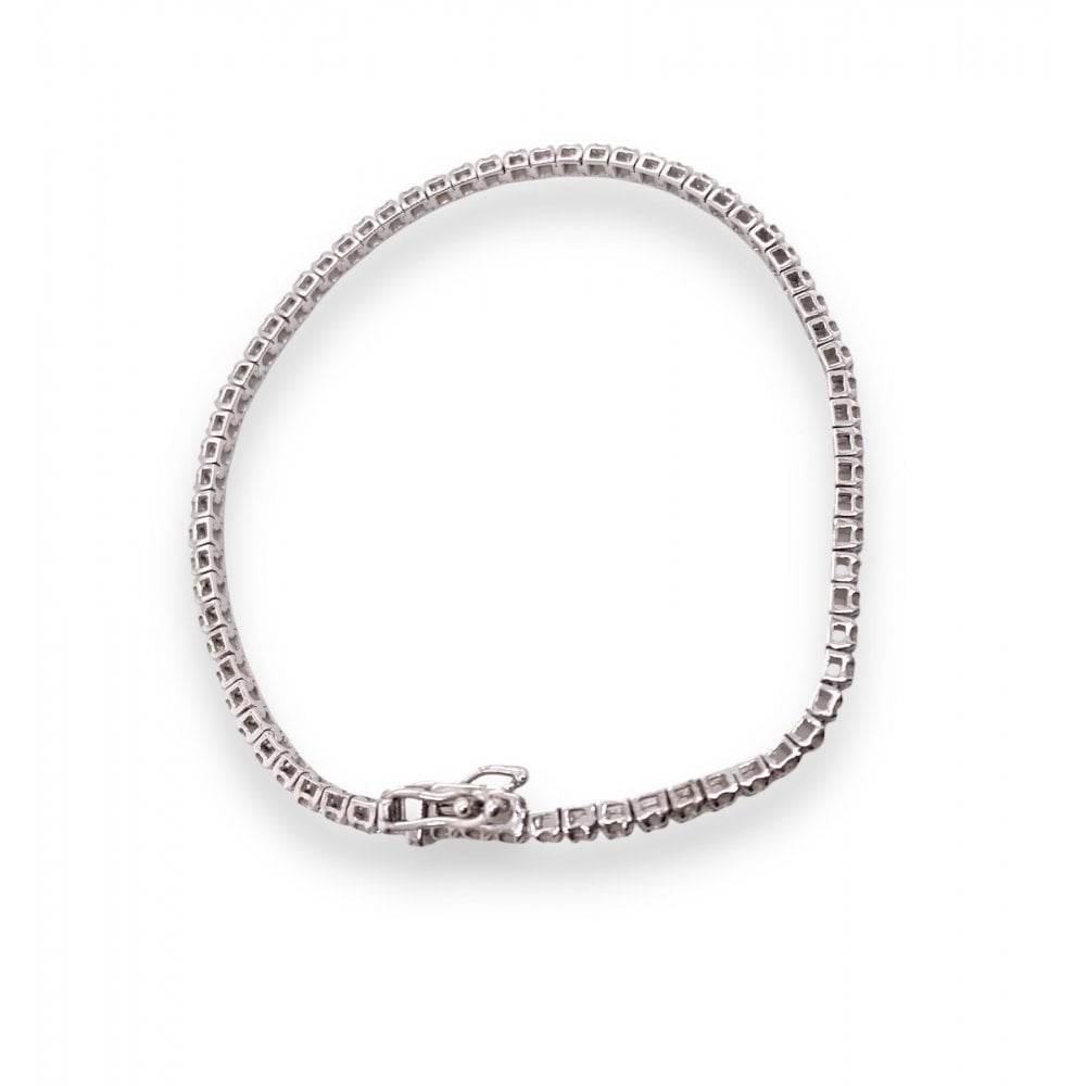 9ct White Gold Ladies Diamond Line Tennis Bracelet 1.03ct