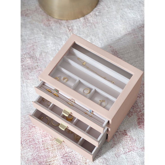 Ladies Faux Leather Display Classic Jewellery Set of 3 Box 75887
