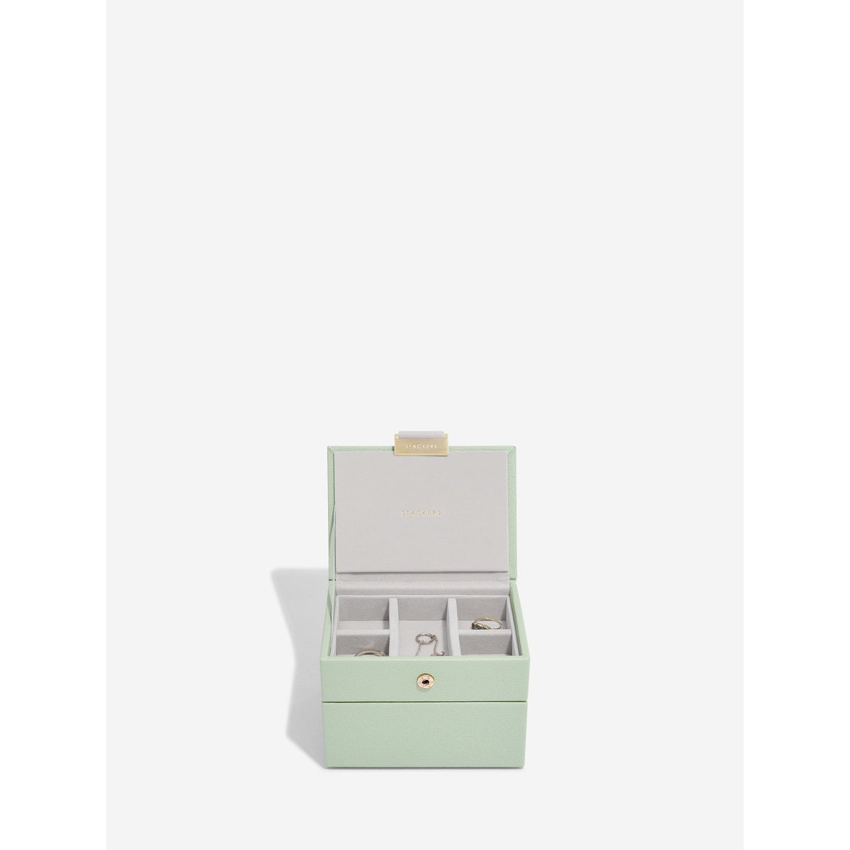 Ladies Sage Green Micro Double Layer Jewellery Box 76152