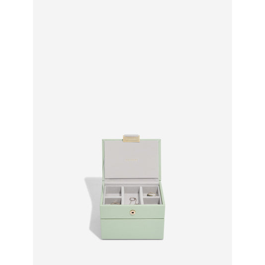 Ladies Sage Green Micro Double Layer Jewellery Box 76152