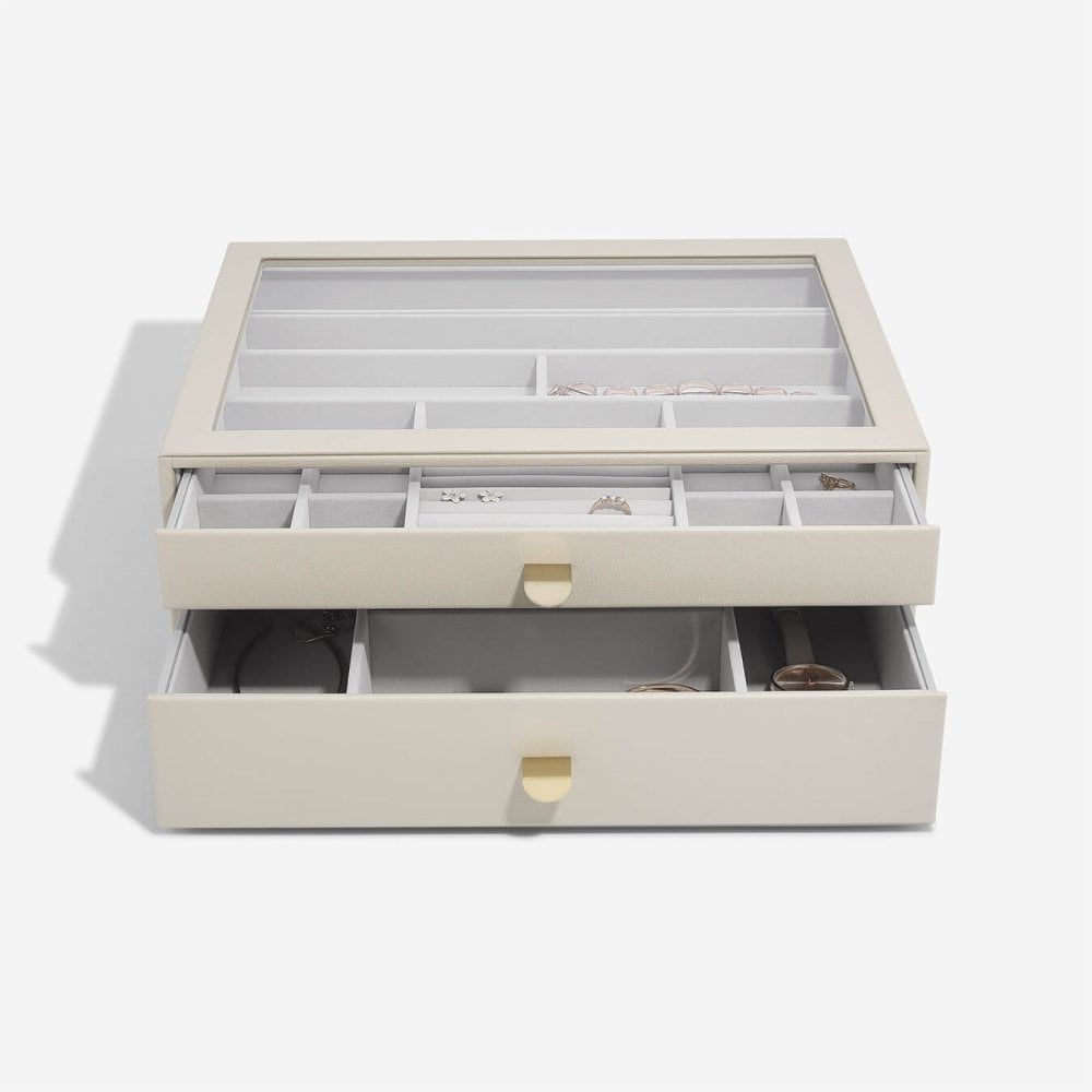 Ladies Oatmeal Faux Leather Supersize Jewellery Box 76054
