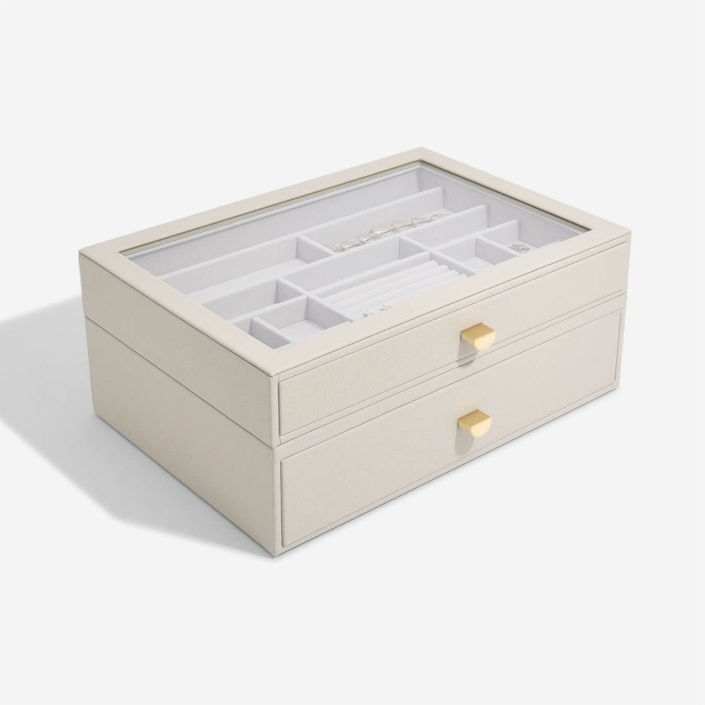 Ladies Oatmeal Faux Leather Supersize Jewellery Box 76054
