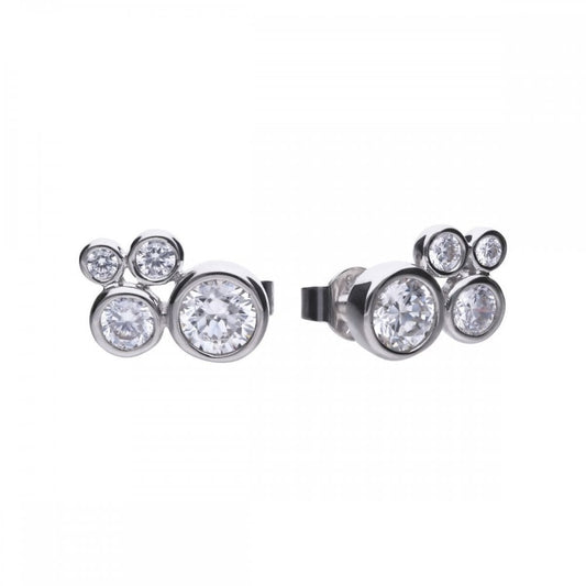 Sterling Silver Bubble Cubic Zirconia Stud Earrings E5780