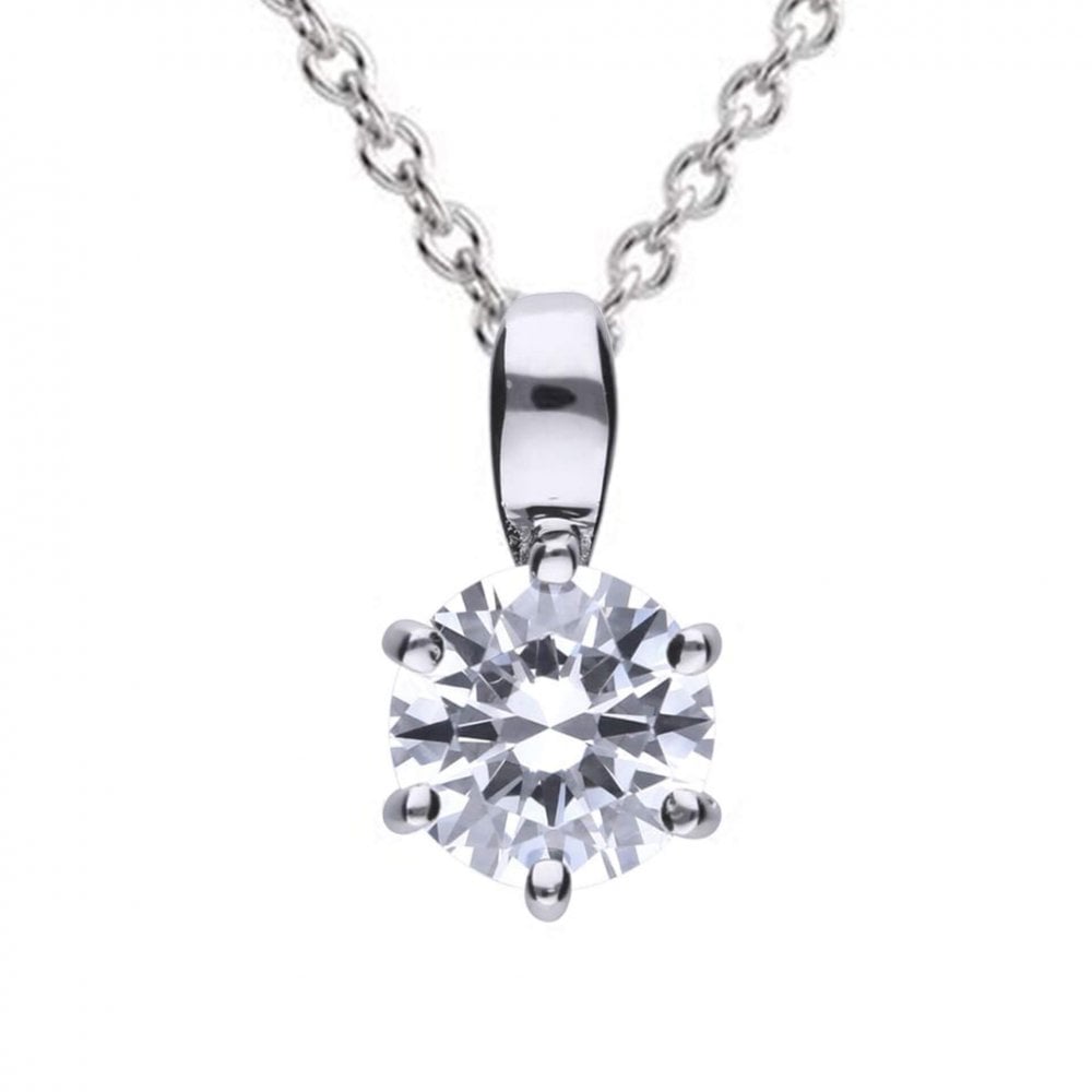 Sterling Silver Cubic Zirconia Single Stone Pendant P4608