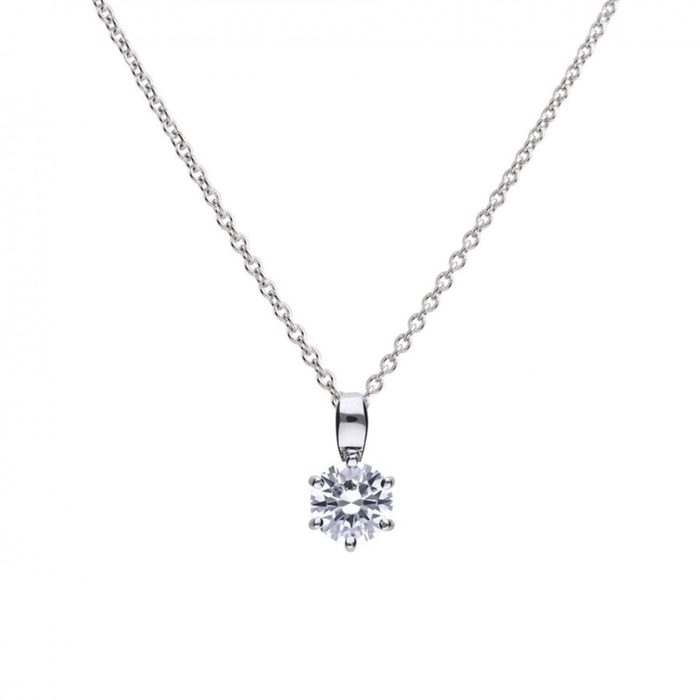 Sterling Silver Cubic Zirconia Single Stone Pendant P4608